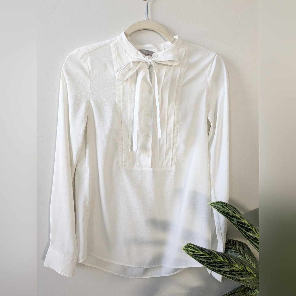 H&M Classic White Blouse with Tie Detail